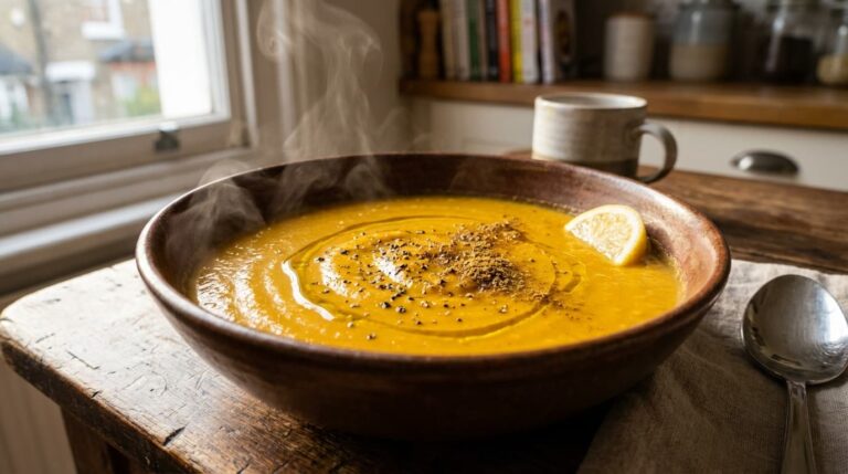 Crema de lentejas rojas con cúrcuma y jengibre (25 g de proteína)