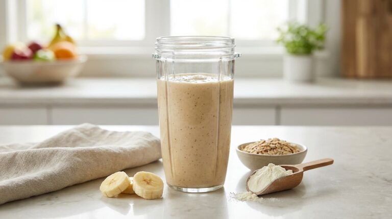 Batido proteico de plátano y avena sin azúcar (30g de proteína, ideal post-ejercicio)
