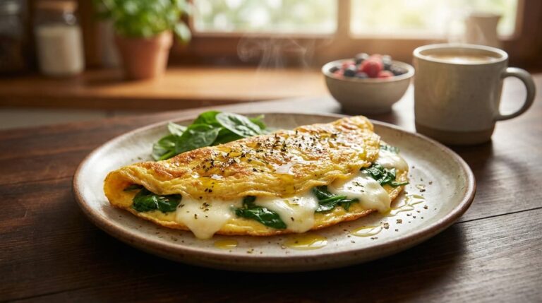 Tortilla proteica de espinacas y queso (35 g de proteína)